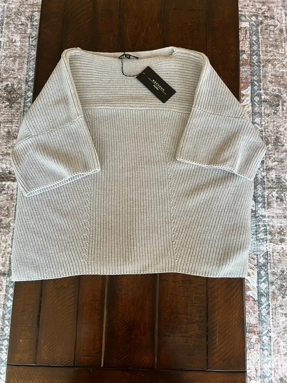 NWT Weekend Max Mara Pearl Grey Chunky Knit Sweater XL